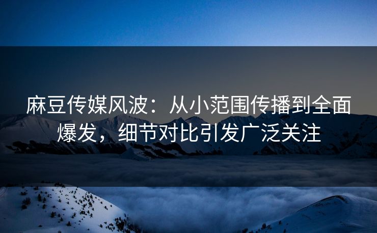麻豆传媒风波：从小范围传播到全面爆发，细节对比引发广泛关注
