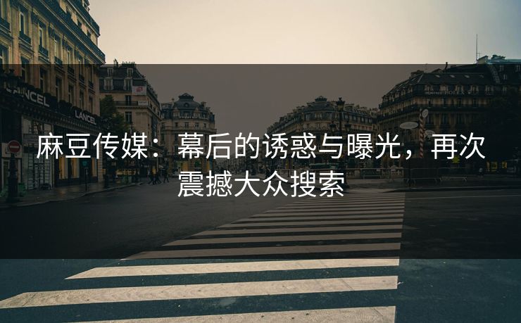 麻豆传媒：幕后的诱惑与曝光，再次震撼大众搜索