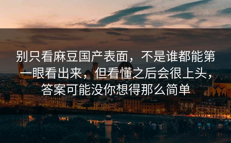 别只看麻豆国产表面，不是谁都能第一眼看出来，但看懂之后会很上头，答案可能没你想得那么简单