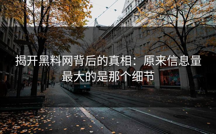 揭开黑料网背后的真相：原来信息量最大的是那个细节