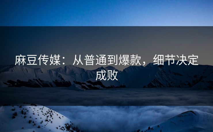 麻豆传媒：从普通到爆款，细节决定成败