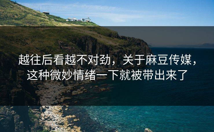 越往后看越不对劲，关于麻豆传媒，这种微妙情绪一下就被带出来了
