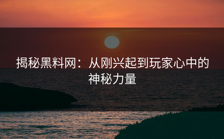 揭秘黑料网：从刚兴起到玩家心中的神秘力量