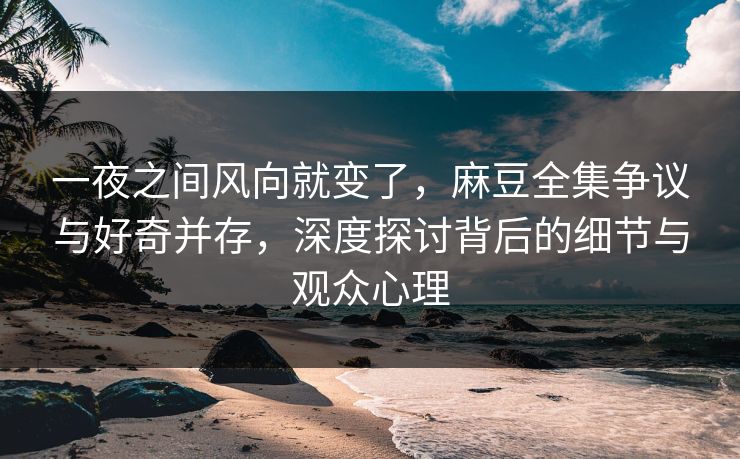 一夜之间风向就变了，麻豆全集争议与好奇并存，深度探讨背后的细节与观众心理