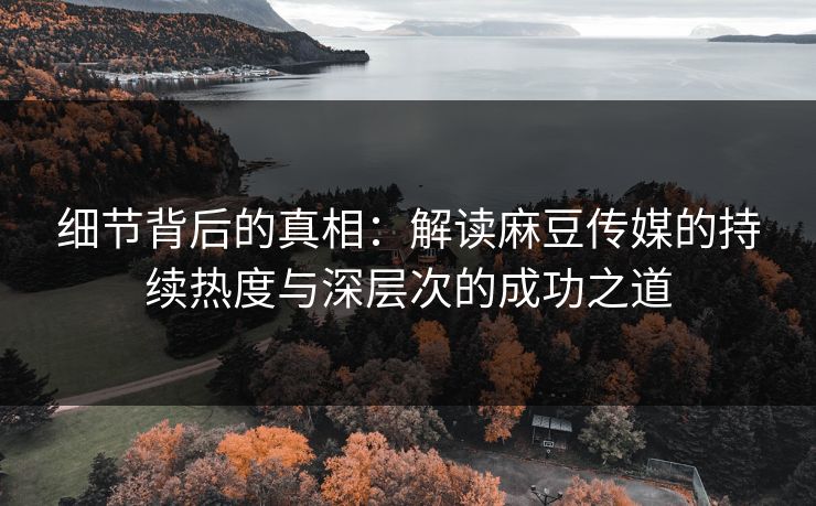 细节背后的真相：解读麻豆传媒的持续热度与深层次的成功之道
