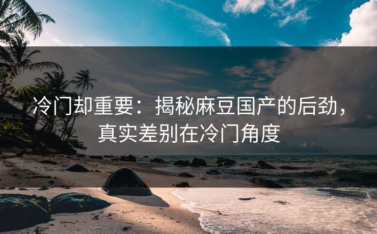 冷门却重要：揭秘麻豆国产的后劲，真实差别在冷门角度