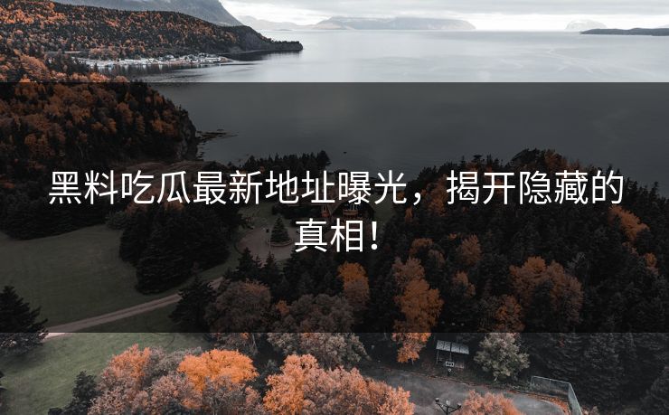 黑料吃瓜最新地址曝光，揭开隐藏的真相！