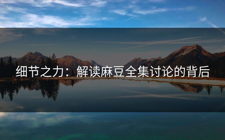 细节之力：解读麻豆全集讨论的背后