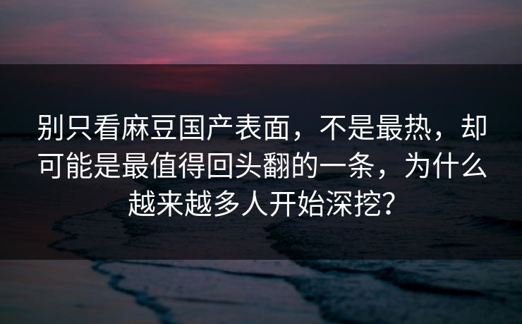 别只看麻豆国产表面，不是最热，却可能是最值得回头翻的一条，为什么越来越多人开始深挖？