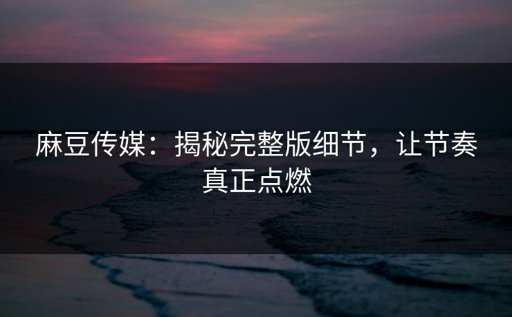 麻豆传媒：揭秘完整版细节，让节奏真正点燃