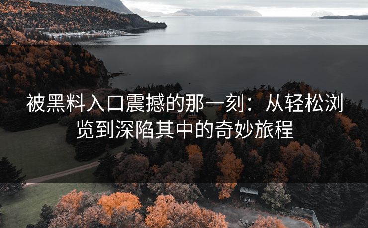 被黑料入口震撼的那一刻：从轻松浏览到深陷其中的奇妙旅程
