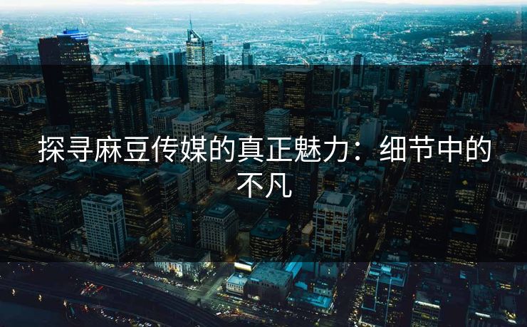 探寻麻豆传媒的真正魅力：细节中的不凡