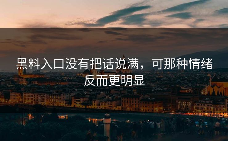 黑料入口没有把话说满，可那种情绪反而更明显