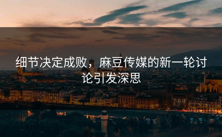 细节决定成败，麻豆传媒的新一轮讨论引发深思